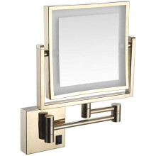 8 Inch LED Lighted Wall Mounted Makeup Mirror, Gold USB DualSided 1X/3X Magnification Vanity Mirror with 360 Swivel Foldable Design for Bathroom