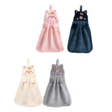 4pcs Hanging Hand Towels for Kitchen and Bathroom, Cute Pig Embroidery, Fast Drying, Absorbent Fabric
