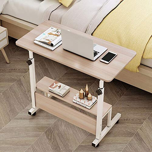 Overbed Table with AutoTouch Height Adjustment and Safety Rolling Base for Bed and Sofa Use 1