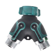 3/4 Inch Garden Hose Splitter Y Shaped Dual Outlet Connector with Shut Off Valve for Garden Irrigation