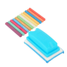 Chalkboard Eraser and Colored Chalk Set with Smooth Felt Erasing, Twelve Vibrant Dustless Colors for Classroom