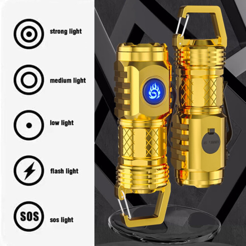 USB C Rechargeable Keychain Flashlight,  Lumens Mini EDC Light, Waterproof, 2 Pack Red 2