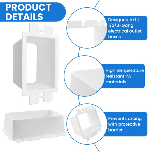 ET 18 Pack Electrical Box Extender Kit with Screws, MultiGang Outlet Box Extensions, White 2
