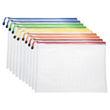 10pcs A3 Mesh Zipper Pouch Bags 17'x12' Waterproof Plastic File Folders with Durable Metal Zipper for Office, School and Travel Organization