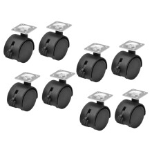 8pcs 1.5 Inch Office Chair Caster Wheels with Brake, Heavy Duty Nylon Swivel Casters for Furniture Floors