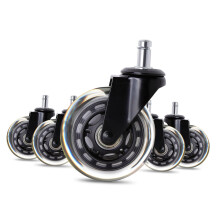 5pcs Transparent PU Office Chair Casters, Smooth Silent Furniture Wheels, FloorSafe Universal Fit