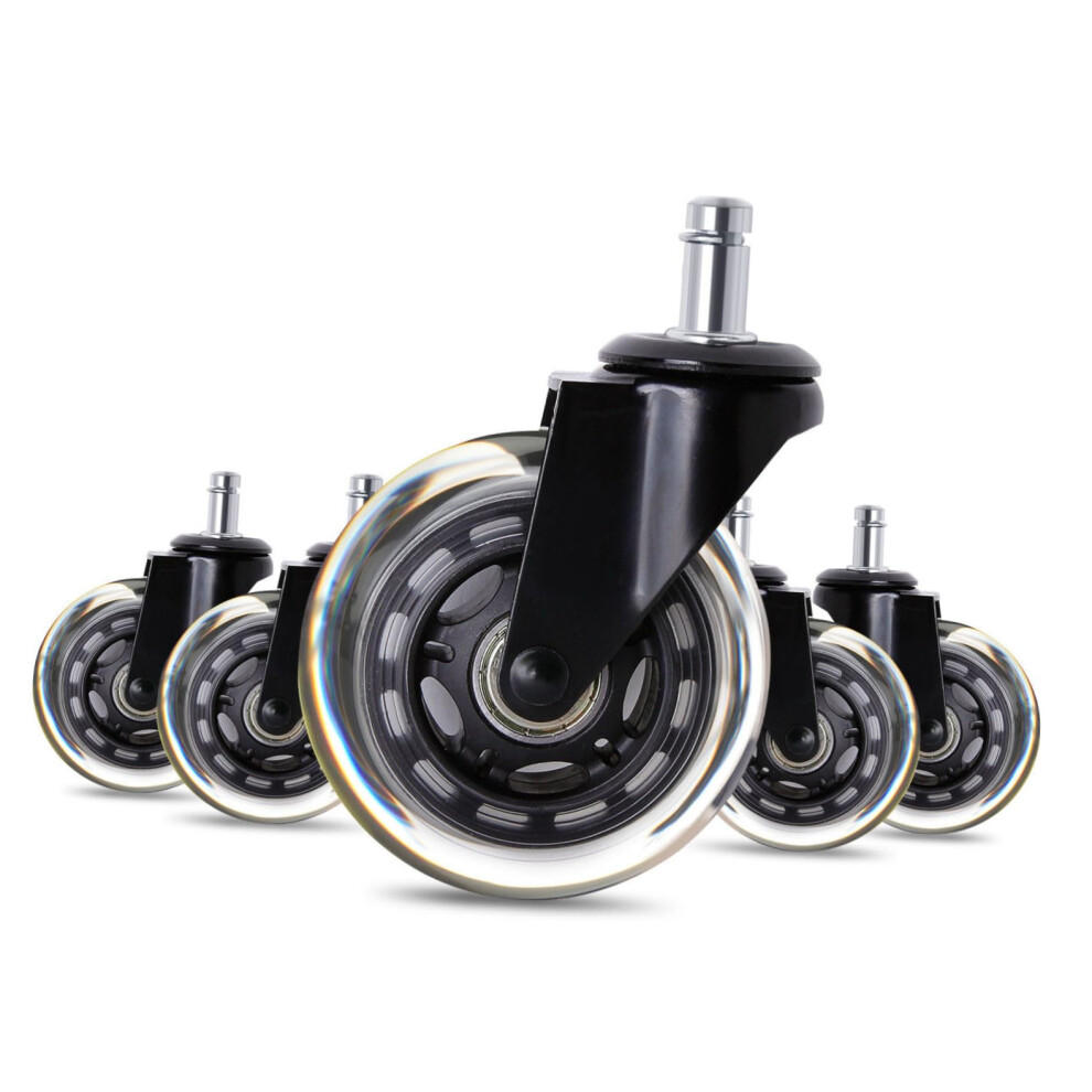 5Pcs Transparent Pu Office Chair Casters, Smooth Silent Furniture Wheels, Floorsafe Universal Fit 9351714725552