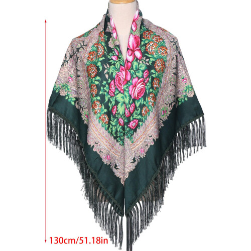 Comfortable Lightweight Polyester Shawl With Floral Print-Red 1