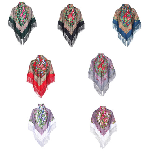 Comfortable Lightweight Polyester Shawl With Floral Print-Red 2