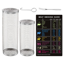 Stainless Steel Rolling Grill Basket for Vegetables Fish Fries, Even Heat Rotation, Easy Clean