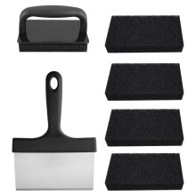 7PCS Griddle Cleaning Kit for Flat Grill, Durable Stainless Scraper and Multi Brush Set for Easy Griddle Maintenance