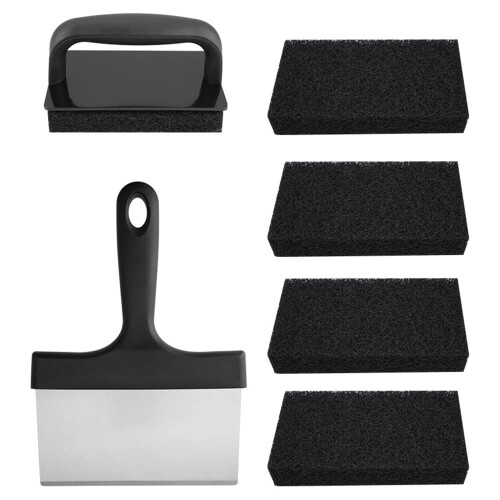 7PCS Griddle Cleaning Kit for Flat  Grill, Durable Stainless Scraper and Multi Brush Set for Easy Griddle Maintenance