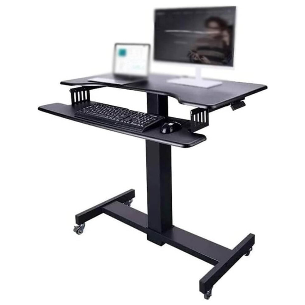 Standing Desk with Wheels, SingleHand Height Adjustment, Ergonomic SitStand Laptop Workstation