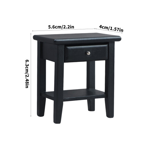 1:12 Scale Miniature Black Nightstand Modern Dollhouses 2