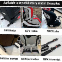 Kit di ancoraggio universale per seggiolino auto per bambini, compatibile con connettori Isofix per cinture di sicurezza, colore nero.