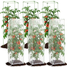 3 Pack Adjustable 3Tier Tomato Cages with Zipper Net Covers, Breathable Plant Protection for Vegetables and Flowers