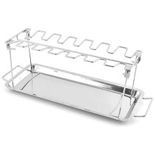 Stainless Steel Chicken Leg Rack with Drip Tray, Foldable Drumstick Holder for BBQ and Oven