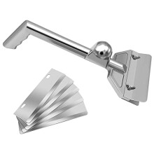 Heavy Duty Stainless Steel Grill and Griddle Scraper Set with Long Handle and 5 Replacement Blades for Outdoor BBQ Cleaning
