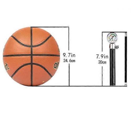 Mini bomba compatível com bolas, bomba de bola com manômetro e 5 válvulas de agulha. Compatível com bolas de futebol, basquete, vôlei e rúgb 1