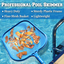Heavy Duty Pool Skimmer Net 12.5 x 11.75 Blue Leaf Skimmer for Pool with Fine Mesh and Wide Debris Capture