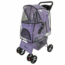 Foldable Pet Stroller in Purple Dot With Cover