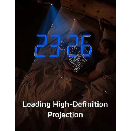 (Blue Digit) 25-26 Projection Alarm Clock, Digital Clock With 180 Rotatable Projector, 3-level Brightness Dimmer 1