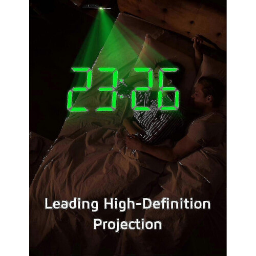 (S-green Digit) 25-26 Projection Alarm Clock, Digital Clock With 180 Rotatable Projector, 3-level Brightness Dimmer 1