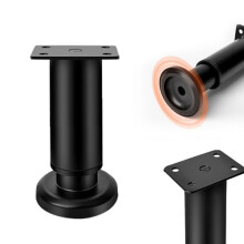 4 PCS Adjustable Furniture Legs HeavyDuty Steel Table Feet with Rubber Pads for Sofa Cabinet Desk 9.9–16.5 in Black