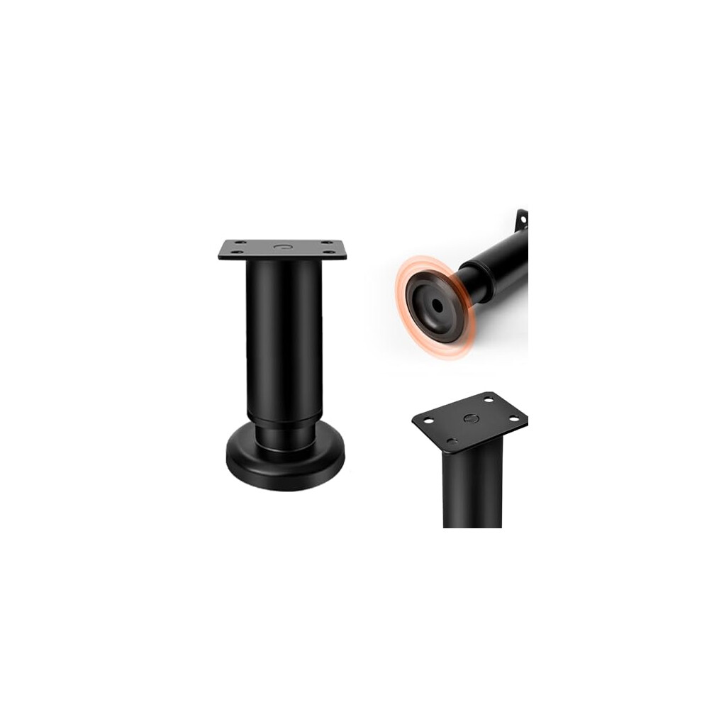 4 Pcs Adjustable Furniture Legs Heavyduty Steel Table Feet With Rubber Pads For Sofa Cabinet Desk 9.9Â16.5 In Black 9351714727174