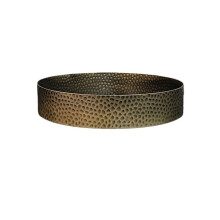Stainless Steel Plant Saucer Medium Round with Decorative Hammered Finish for Indoor Flower Pots