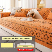 (Orange, 5-Seater 91.44cm*238.76cm) 1pc of Xi Xi Sofa Cushion, a Bohemian Style Chenille Sofa Cover Popular in Europe And America, a New