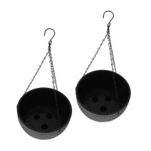 2pcs Plastic Hanging Planters with Chain, Modern Honeycomb Flower Pots for Indoor Outdoor Plants, Dark Grey