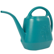 Long Spout Watering Can 4L Plastic Garden Watering Can with Ergonomic Handle and Flower Pattern for Indoor Outdoor Plants Green