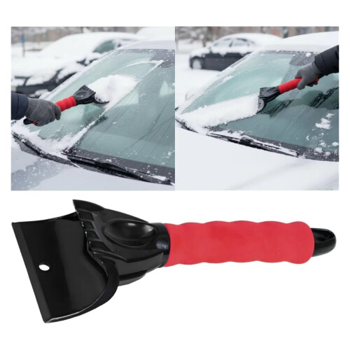 Ice Scraper for Car Scratch Foam Grip Snow Scraper for Windshield Red Winter Ice Remover Tool 1
