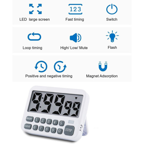 Kitchen Timer Digital Kitchen Timer Magnetic Countdown Timer with Loud Alarm  Digits Back Stand for Cooking Classroom 1