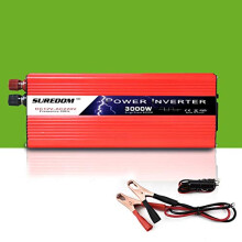 3000W Car Power Inverter 12V to 110V DC to AC Converter with Dual USB Fast Charging and Battery Clips