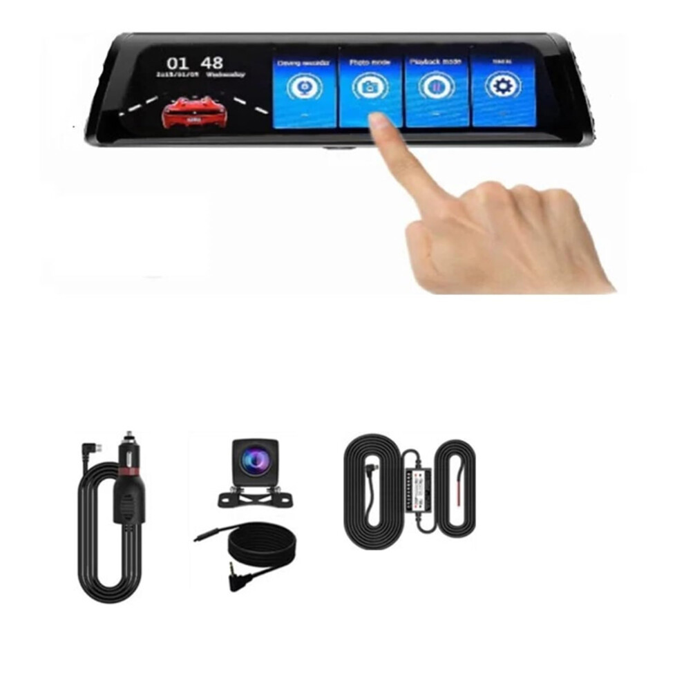 10 Inch Rearview Mirror Dash Cam With DualâLens 1080P Recording, Touch Screen Car Dvr, BuiltâIn Gps 9045646519425
