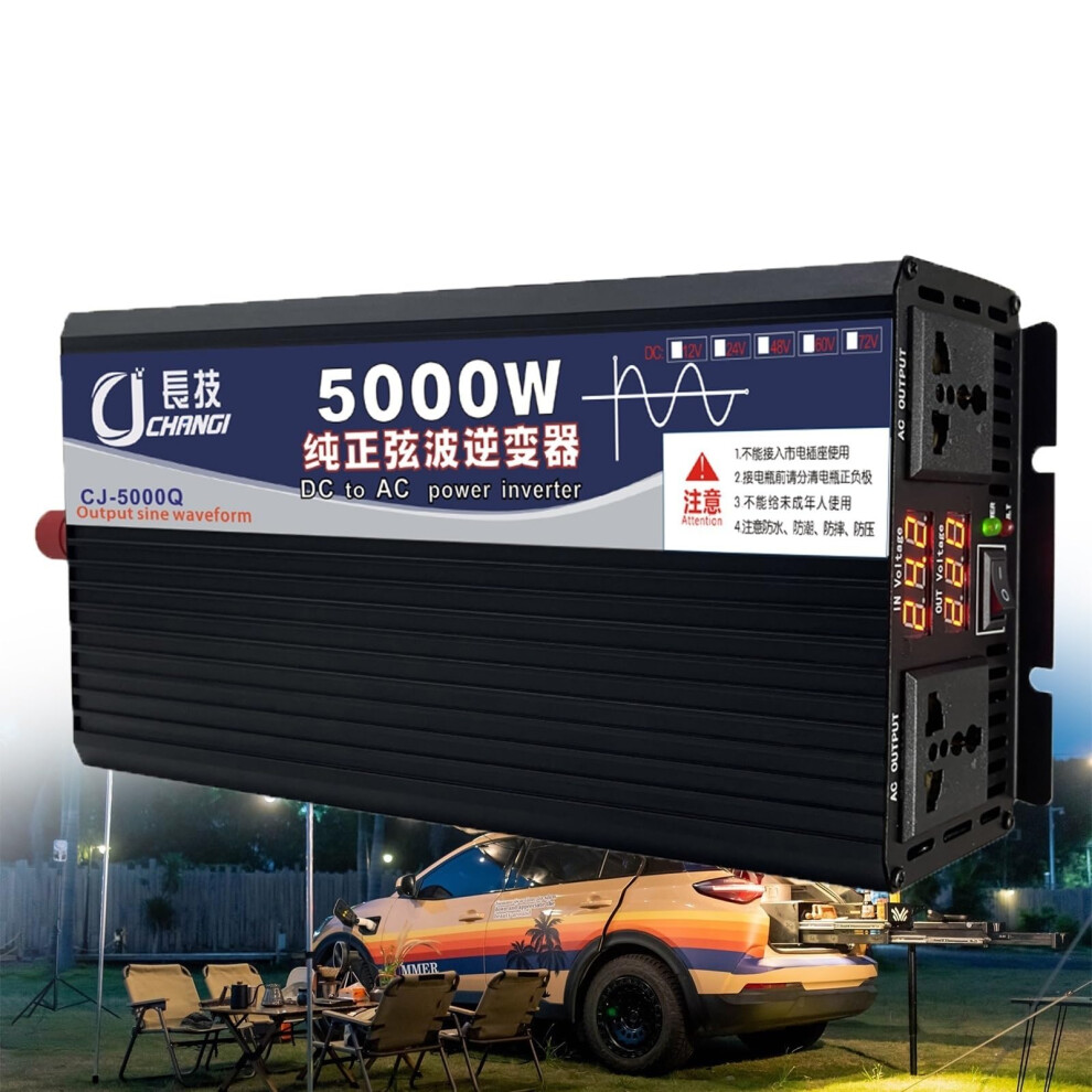 Pure Sine Wave Power Inverter 5000W 48V To 220V With Lcd Display Dual Ac Outlets For Car Rv Truck Camping 9045646519562