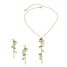 Floral Jewelry Set for Women, Elegant Flower Necklace and Stud Earrings, Gift Ready Lightweight Design
