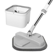 Spin Mop and Bucket Set with Hands Wringer, 360 Rotating Head, Adjustable Stainless Handle, Cotton Pads