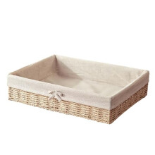 Handwoven Rectangular Woven Storage Basket with Removable Washable Lining for Bathroom and Kitchen Organization, 25cm15cm6cm