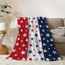 Patriotic Throw Blanket 40x50 Soft Flannel Stars and Stripes American Flag Blanket Red White Blue for Couch Bed