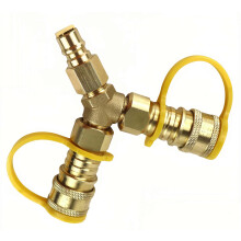 3/8 Inch Natural Gas Quick Connect Y Splitter Adapter, Dual Outlet for Grill, RV, Fire Pit, Patio Use