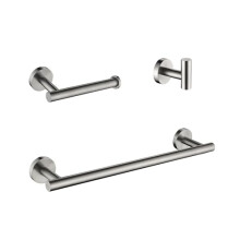 3 Piece Bathroom Hardware Set Brushed Nickel, Rust Resistant Stainless Steel Accessories for Modern Wall Mounted Organization