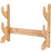 2Tier Bamboo Flute Stand, Natural Desktop Flute Holder with Secure Grooves and Stable Design