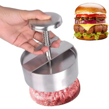 Stainless Steel Burger Press with Handle, 11.5cm Hamburger Patty Maker for BBQ, Uniform Patty Size Easy Clean