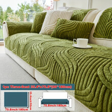 (Green, Three-seater Sofa Cover 35.4*70.8in (90*180cm)) [Pet-Friendly Sofa] 1pc Plush Non-Slip Sofa Cover, Modern Luxury, Pet-Friendly
