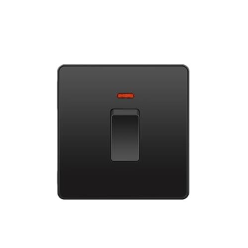 UK Black Wall Socket with USB TypeC 18W Smart Fast Charging, 13A Double Plug Power Outlet 220V