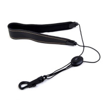 Breathable Leather Adjustable Saxophone Neck Strap with Padded Wide Support for Tenor Alto Soprano Black