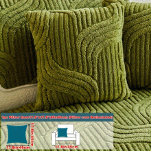 (Green, Pillow Case 17.8*17.8in (45*45cm)) [Pet-Friendly Sofa] 1pc Plush Non-Slip Sofa Cover, Modern Luxury, Pet-Friendly